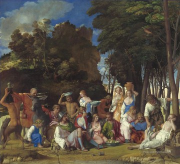 Fête des dieux Titien de Tiziano Peinture à l'huile